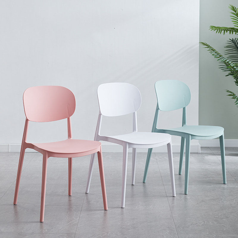 Contemporary Stackable Chairs Open Back Kitchen Armless Chairs with Plastic Legs Clearhalo 'Dining Chairs' 'Dining Tables & Seating' 'dining_chair' 'furn' 'furn_dining_chair' 'Furniture' 'furniture_dining_chair' 'Kitchen & Dining Furniture' 4781659