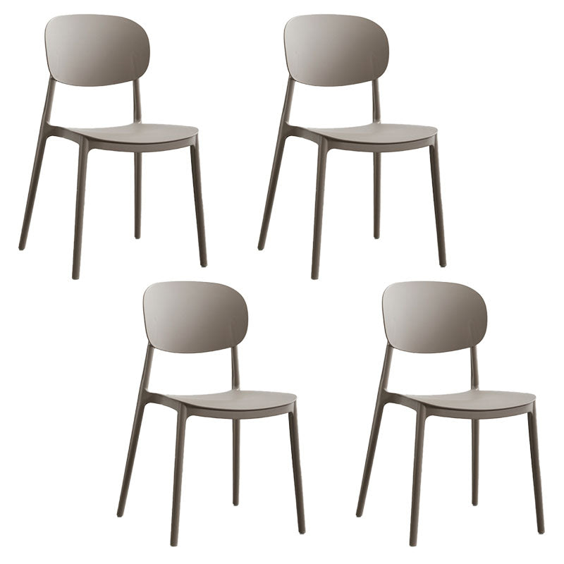 Contemporary Stackable Chairs Open Back Kitchen Armless Chairs with Plastic Legs Grey 4 Piece Set Clearhalo 'Dining Chairs' 'Dining Tables & Seating' 'dining_chair' 'furn' 'furn_dining_chair' 'Furniture' 'furniture_dining_chair' 'Kitchen & Dining Furniture' 4781660