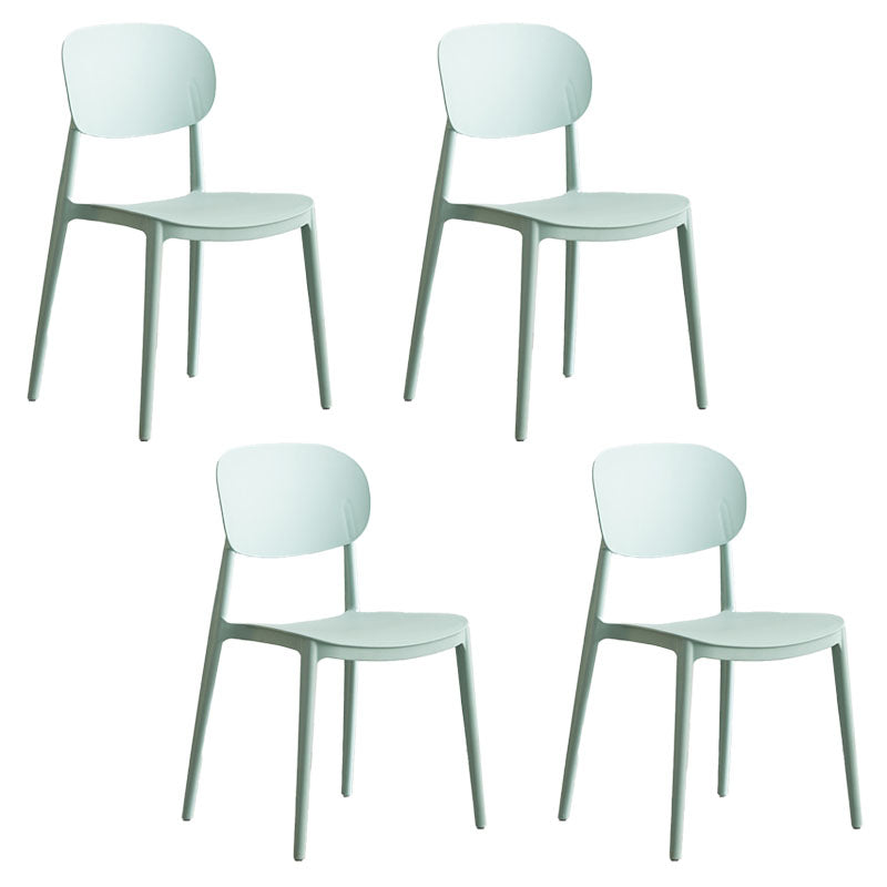 Contemporary Stackable Chairs Open Back Kitchen Armless Chairs with Plastic Legs Green 4 Piece Set Clearhalo 'Dining Chairs' 'Dining Tables & Seating' 'dining_chair' 'furn' 'furn_dining_chair' 'Furniture' 'furniture_dining_chair' 'Kitchen & Dining Furniture' 4781664