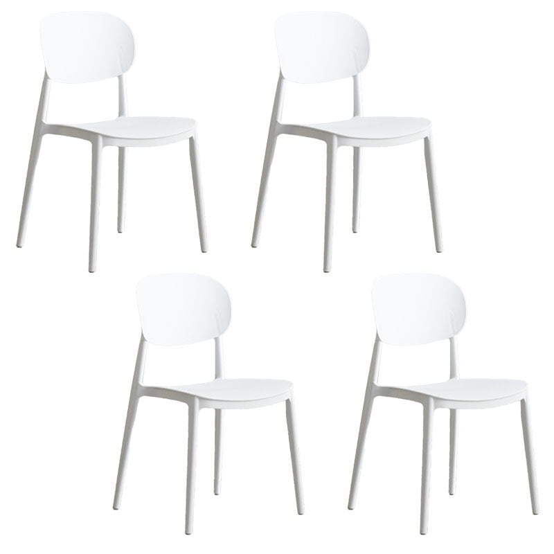 Contemporary Stackable Chairs Open Back Kitchen Armless Chairs with Plastic Legs White 4 Piece Set Clearhalo 'Dining Chairs' 'Dining Tables & Seating' 'dining_chair' 'furn' 'furn_dining_chair' 'Furniture' 'furniture_dining_chair' 'Kitchen & Dining Furniture' 4781674