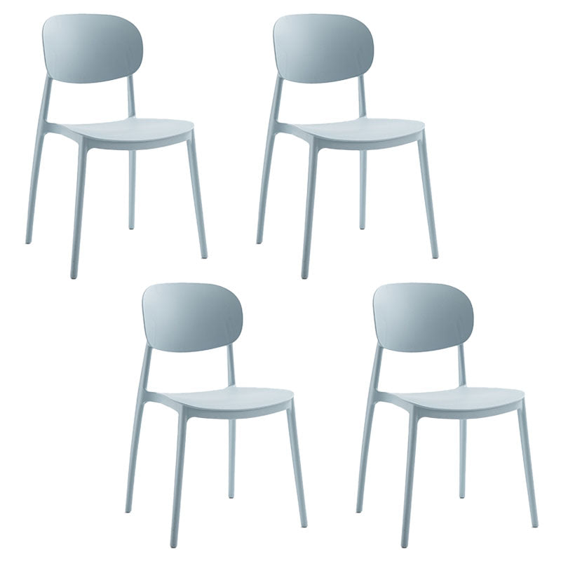 Contemporary Stackable Chairs Open Back Kitchen Armless Chairs with Plastic Legs Light Gray 4 Piece Set Clearhalo 'Dining Chairs' 'Dining Tables & Seating' 'dining_chair' 'furn' 'furn_dining_chair' 'Furniture' 'furniture_dining_chair' 'Kitchen & Dining Furniture' 4781676