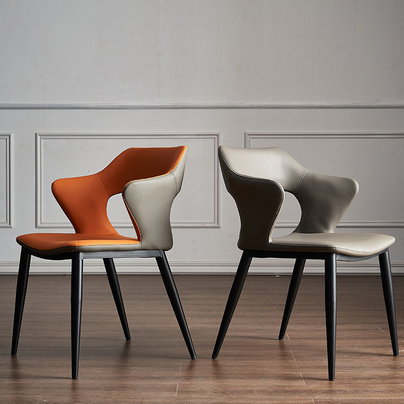 Contemporary Dining Chair Kitchen Open Back Arm Side Chair with Metal Legs Clearhalo 'Dining Chairs' 'Dining Tables & Seating' 'dining_chair' 'furn' 'furn_dining_chair' 'Furniture' 'furniture_dining_chair' 'Kitchen & Dining Furniture' 4781683