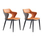 Contemporary Dining Chair Kitchen Open Back Arm Side Chair with Metal Legs Orange 2 Piece Set Clearhalo 'Dining Chairs' 'Dining Tables & Seating' 'dining_chair' 'furn' 'furn_dining_chair' 'Furniture' 'furniture_dining_chair' 'Kitchen & Dining Furniture' 4781686