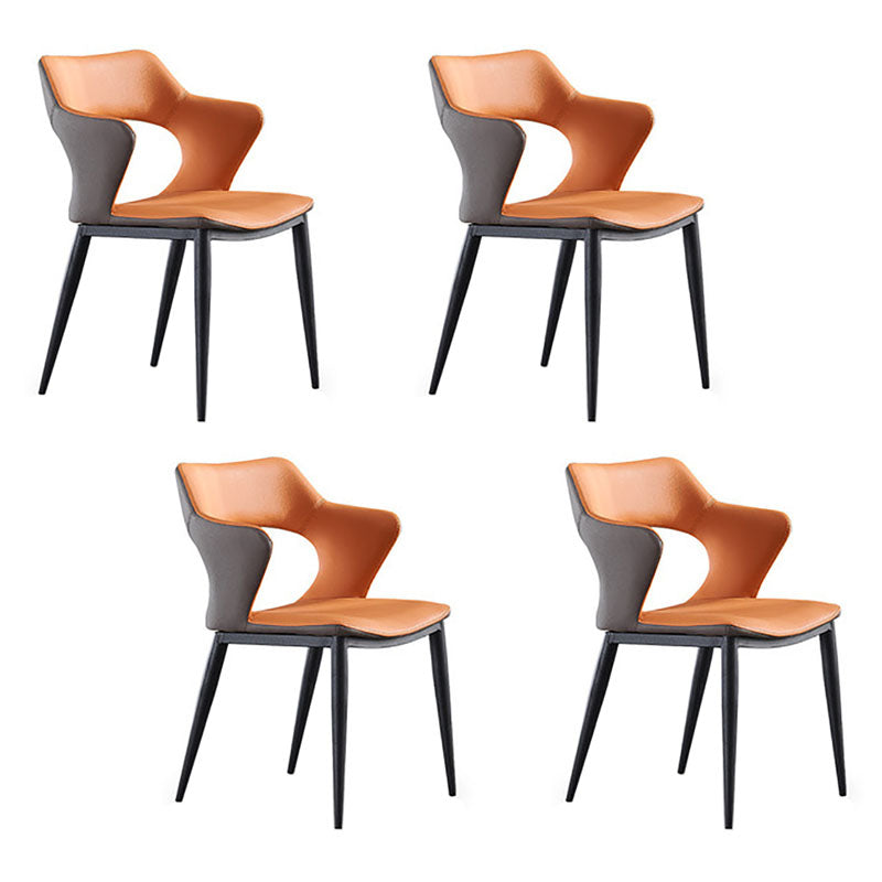 Contemporary Dining Chair Kitchen Open Back Arm Side Chair with Metal Legs Orange 4 Piece Set Clearhalo 'Dining Chairs' 'Dining Tables & Seating' 'dining_chair' 'furn' 'furn_dining_chair' 'Furniture' 'furniture_dining_chair' 'Kitchen & Dining Furniture' 4781688