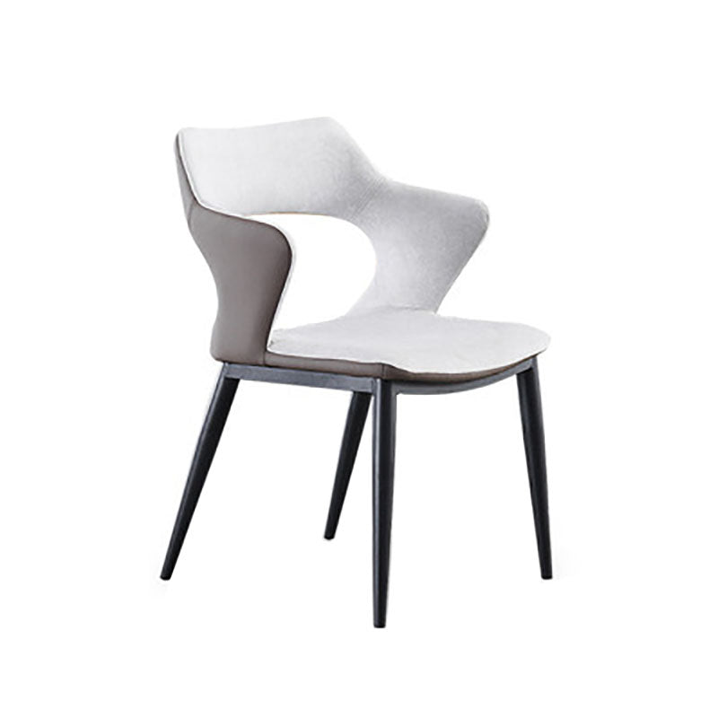 Contemporary Dining Chair Kitchen Open Back Arm Side Chair with Metal Legs Off-White 1 Piece Clearhalo 'Dining Chairs' 'Dining Tables & Seating' 'dining_chair' 'furn' 'furn_dining_chair' 'Furniture' 'furniture_dining_chair' 'Kitchen & Dining Furniture' 4781690