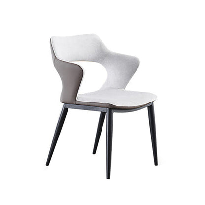 Contemporary Dining Chair Kitchen Open Back Arm Side Chair with Metal Legs Off-White 1 Piece Clearhalo 'Dining Chairs' 'Dining Tables & Seating' 'dining_chair' 'furn' 'furn_dining_chair' 'Furniture' 'furniture_dining_chair' 'Kitchen & Dining Furniture' 4781690