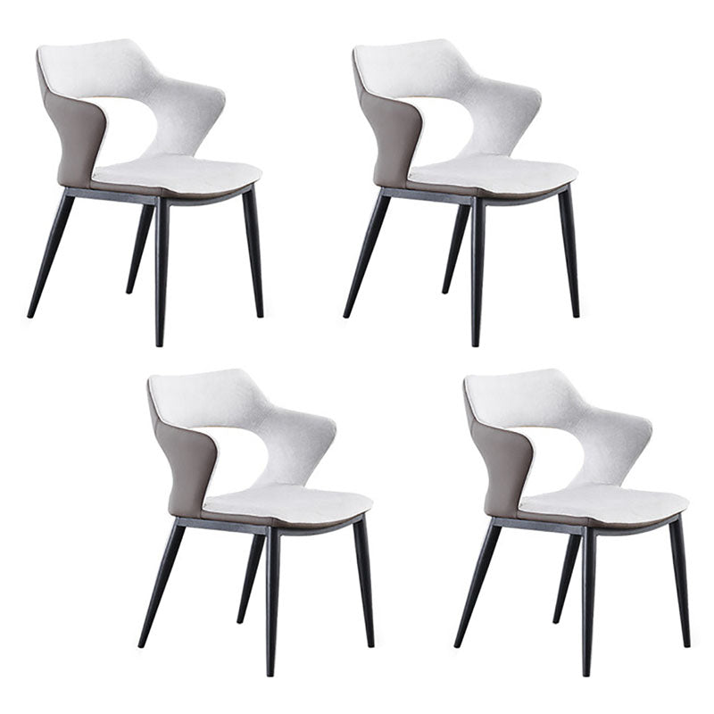Contemporary Dining Chair Kitchen Open Back Arm Side Chair with Metal Legs Off-White 4 Piece Set Clearhalo 'Dining Chairs' 'Dining Tables & Seating' 'dining_chair' 'furn' 'furn_dining_chair' 'Furniture' 'furniture_dining_chair' 'Kitchen & Dining Furniture' 4781693