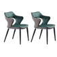 Contemporary Dining Chair Kitchen Open Back Arm Side Chair with Metal Legs Green 2 Piece Set Clearhalo 'Dining Chairs' 'Dining Tables & Seating' 'dining_chair' 'furn' 'furn_dining_chair' 'Furniture' 'furniture_dining_chair' 'Kitchen & Dining Furniture' 4781698