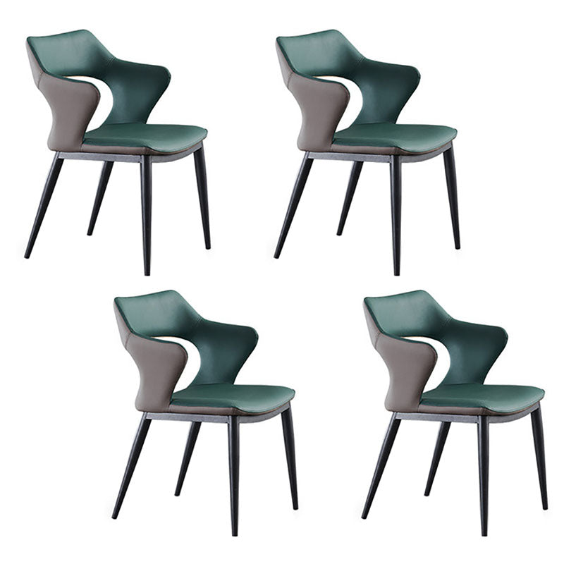 Contemporary Dining Chair Kitchen Open Back Arm Side Chair with Metal Legs Green 4 Piece Set Clearhalo 'Dining Chairs' 'Dining Tables & Seating' 'dining_chair' 'furn' 'furn_dining_chair' 'Furniture' 'furniture_dining_chair' 'Kitchen & Dining Furniture' 4781699