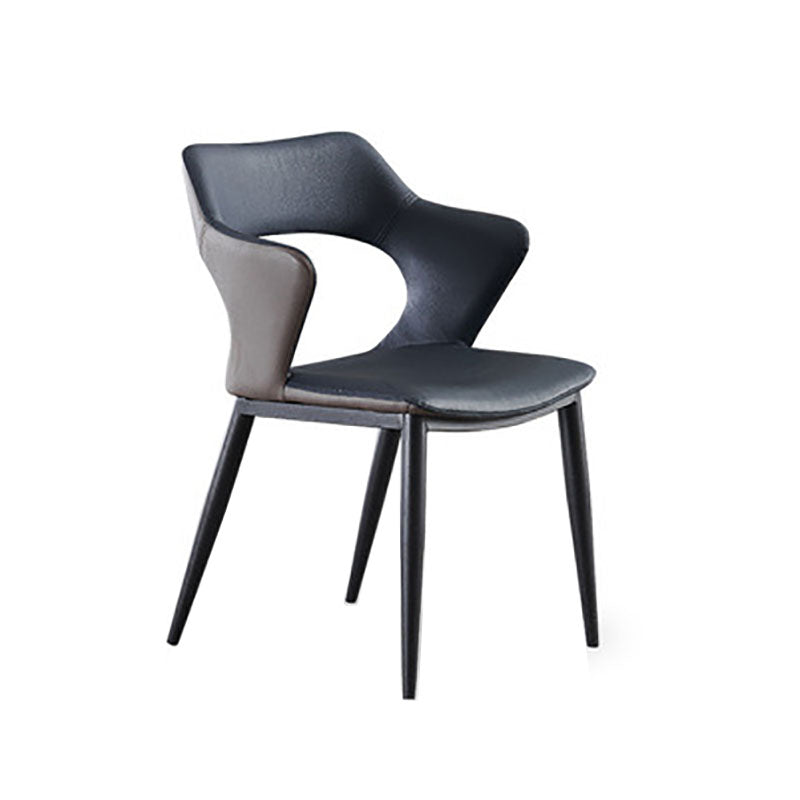 Contemporary Dining Chair Kitchen Open Back Arm Side Chair with Metal Legs Blue 1 Piece Clearhalo 'Dining Chairs' 'Dining Tables & Seating' 'dining_chair' 'furn' 'furn_dining_chair' 'Furniture' 'furniture_dining_chair' 'Kitchen & Dining Furniture' 4781701