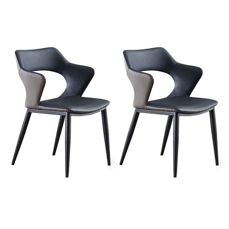 Contemporary Dining Chair Kitchen Open Back Arm Side Chair with Metal Legs Blue 2 Piece Set Clearhalo 'Dining Chairs' 'Dining Tables & Seating' 'dining_chair' 'furn' 'furn_dining_chair' 'Furniture' 'furniture_dining_chair' 'Kitchen & Dining Furniture' 4781703