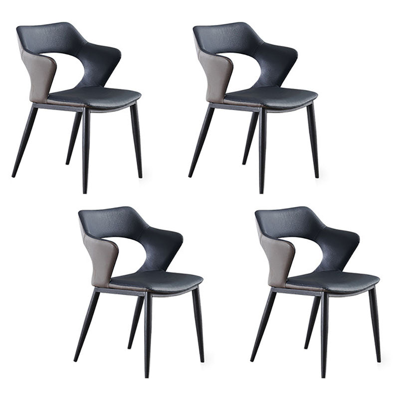 Contemporary Dining Chair Kitchen Open Back Arm Side Chair with Metal Legs Blue 4 Piece Set Clearhalo 'Dining Chairs' 'Dining Tables & Seating' 'dining_chair' 'furn' 'furn_dining_chair' 'Furniture' 'furniture_dining_chair' 'Kitchen & Dining Furniture' 4781706