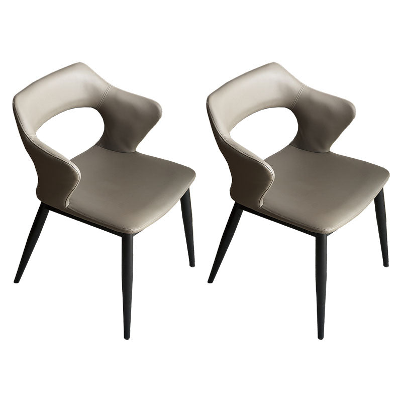 Contemporary Dining Chair Kitchen Open Back Arm Side Chair with Metal Legs Grey 2 Piece Set Clearhalo 'Dining Chairs' 'Dining Tables & Seating' 'dining_chair' 'furn' 'furn_dining_chair' 'Furniture' 'furniture_dining_chair' 'Kitchen & Dining Furniture' 4781708