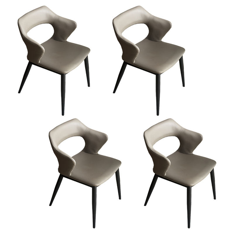 Contemporary Dining Chair Kitchen Open Back Arm Side Chair with Metal Legs Grey 4 Piece Set Clearhalo 'Dining Chairs' 'Dining Tables & Seating' 'dining_chair' 'furn' 'furn_dining_chair' 'Furniture' 'furniture_dining_chair' 'Kitchen & Dining Furniture' 4781709