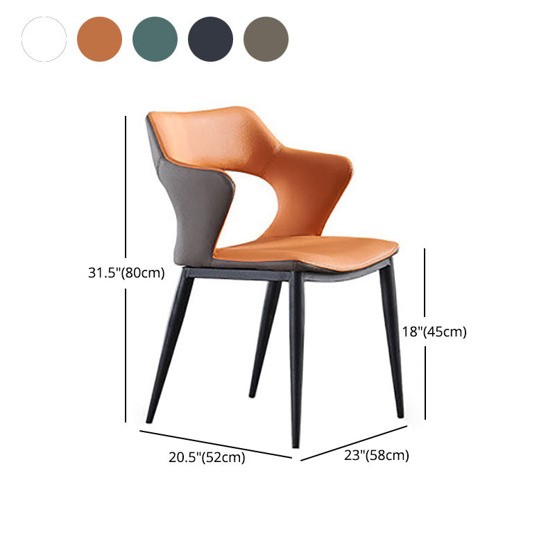 Contemporary Dining Chair Kitchen Open Back Arm Side Chair with Metal Legs Clearhalo 'Dining Chairs' 'Dining Tables & Seating' 'dining_chair' 'furn' 'furn_dining_chair' 'Furniture' 'furniture_dining_chair' 'Kitchen & Dining Furniture' 4781710