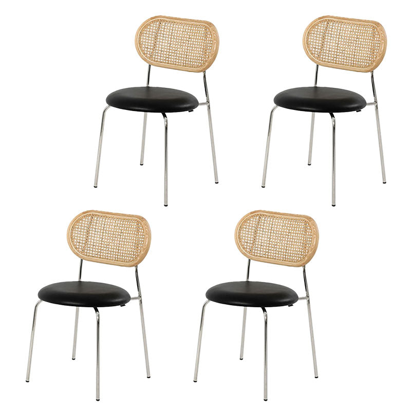 Industrial Style Open Back Side Armless Chairs Leather Dining Side Chairs Black 4 Piece Set Clearhalo 'Dining Chairs' 'Dining Tables & Seating' 'dining_chair' 'furn' 'furn_dining_chair' 'Furniture' 'furniture_dining_chair' 'Kitchen & Dining Furniture' 4781724