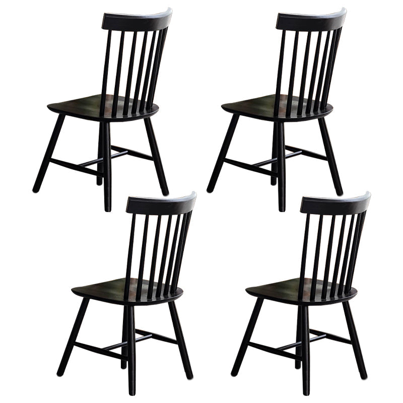 Scandinavian Wood Armless Kitchen Dining Chairs Windsor Back Chair Black 4 Piece Set Clearhalo 'Dining Chairs' 'Dining Tables & Seating' 'dining_chair' 'furn' 'furn_dining_chair' 'Furniture' 'furniture_dining_chair' 'Kitchen & Dining Furniture' 4781735