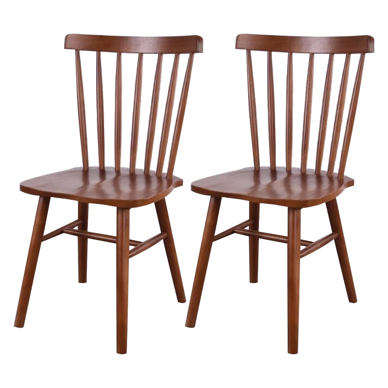 Scandinavian Wood Armless Kitchen Dining Chairs Windsor Back Chair Walnut 2 Piece Set Clearhalo 'Dining Chairs' 'Dining Tables & Seating' 'dining_chair' 'furn' 'furn_dining_chair' 'Furniture' 'furniture_dining_chair' 'Kitchen & Dining Furniture' 4781743