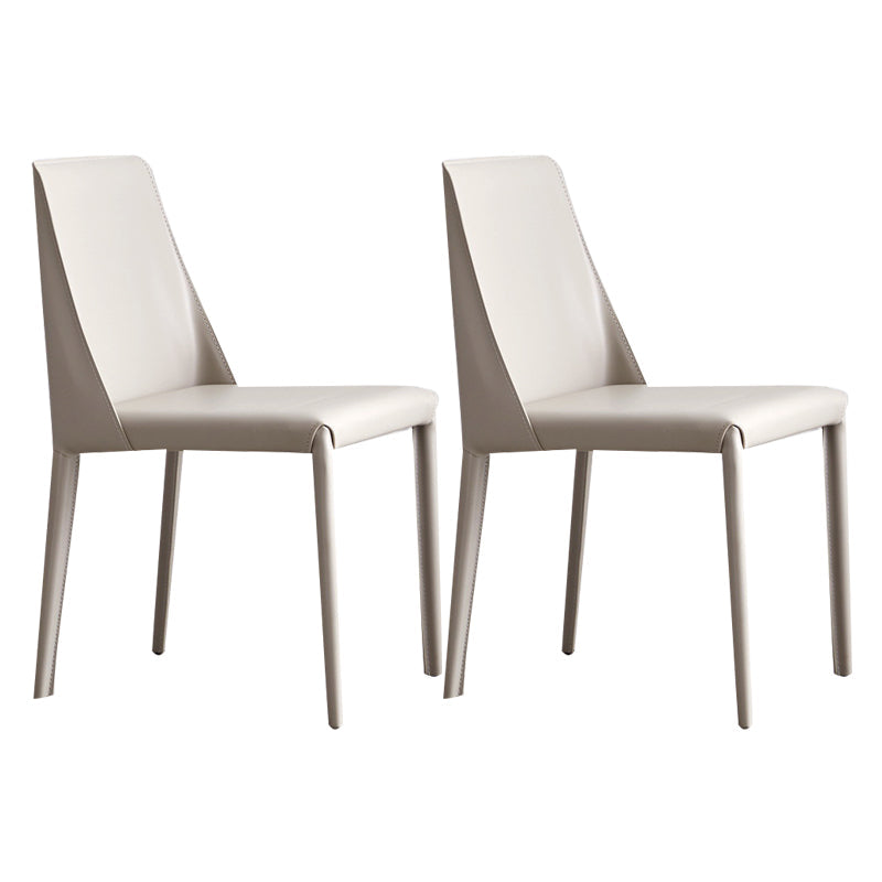 Contemporary Style Dining Chairs Armless Side Chair with Metal Legs Light Gray 2 Piece Set Clearhalo 'Dining Chairs' 'Dining Tables & Seating' 'dining_chair' 'furn' 'furn_dining_chair' 'Furniture' 'furniture_dining_chair' 'Kitchen & Dining Furniture' 4781755