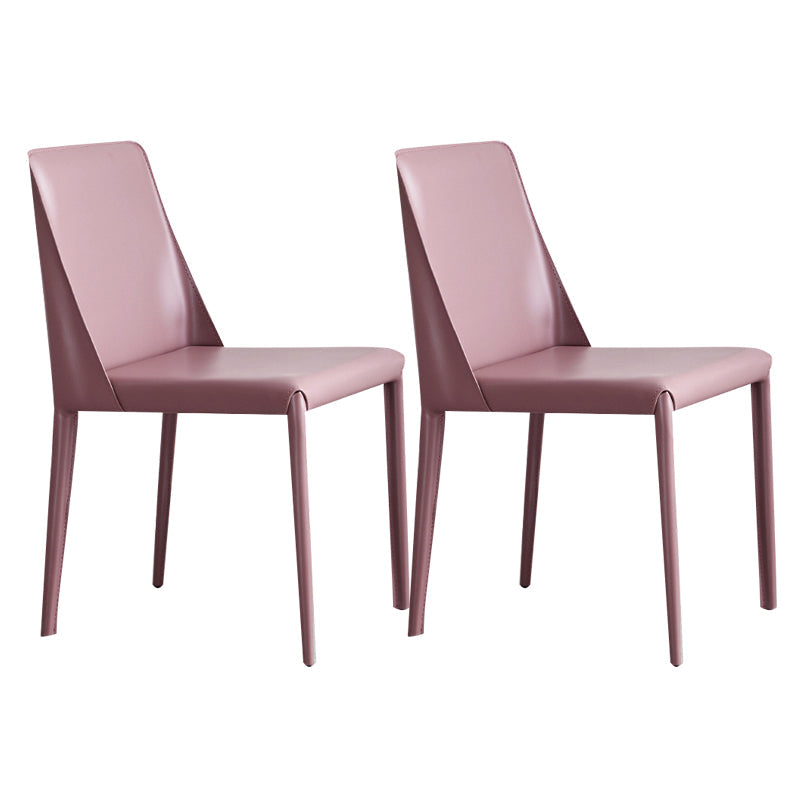Contemporary Style Dining Chairs Armless Side Chair with Metal Legs Pink 2 Piece Set Clearhalo 'Dining Chairs' 'Dining Tables & Seating' 'dining_chair' 'furn' 'furn_dining_chair' 'Furniture' 'furniture_dining_chair' 'Kitchen & Dining Furniture' 4781757