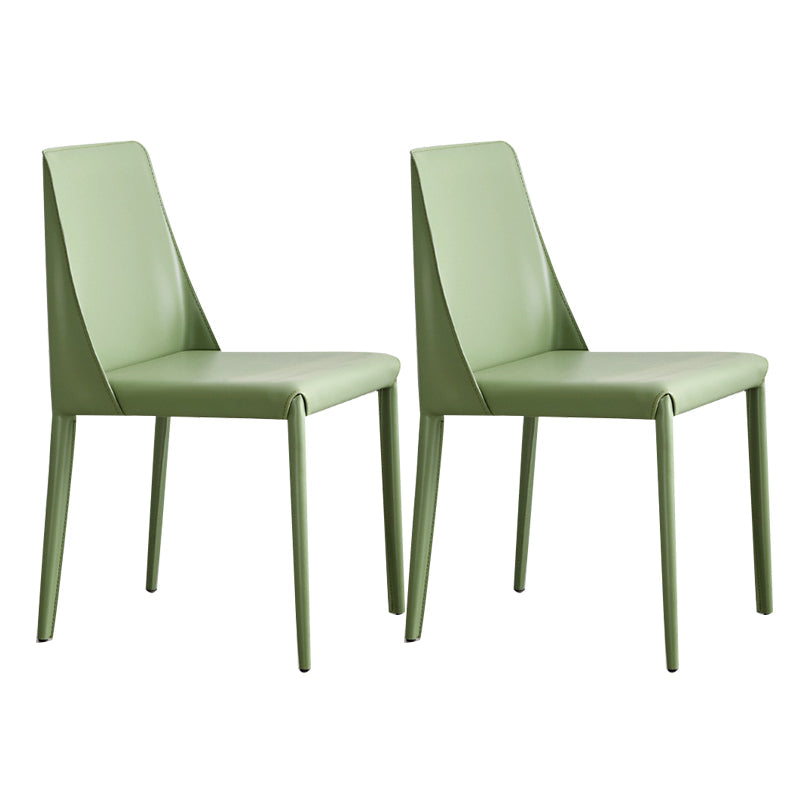 Contemporary Style Dining Chairs Armless Side Chair with Metal Legs Light Green 2 Piece Set Clearhalo 'Dining Chairs' 'Dining Tables & Seating' 'dining_chair' 'furn' 'furn_dining_chair' 'Furniture' 'furniture_dining_chair' 'Kitchen & Dining Furniture' 4781761