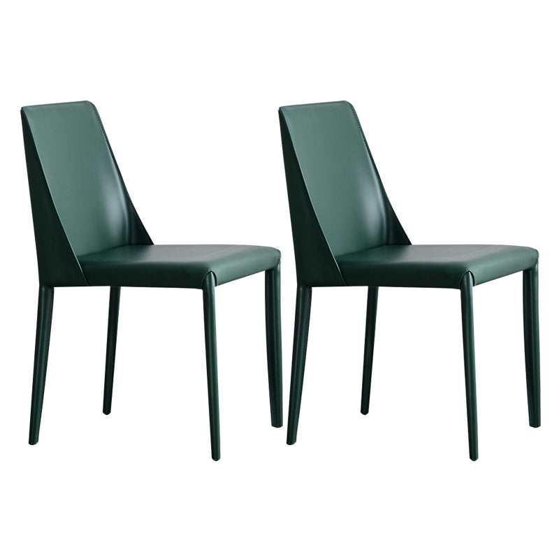 Contemporary Style Dining Chairs Armless Side Chair with Metal Legs Dark Green 2 Piece Set Clearhalo 'Dining Chairs' 'Dining Tables & Seating' 'dining_chair' 'furn' 'furn_dining_chair' 'Furniture' 'furniture_dining_chair' 'Kitchen & Dining Furniture' 4781763