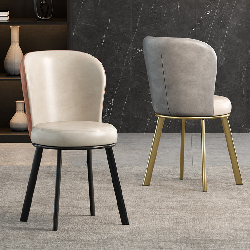Metal Scandinavian Kitchen Dining Side Chair Solid Back Dining Chair Clearhalo 'Dining Chairs' 'Dining Tables & Seating' 'dining_chair' 'furn' 'furn_dining_chair' 'Furniture' 'furniture_dining_chair' 'Kitchen & Dining Furniture' 4781770