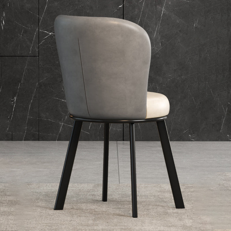 Metal Scandinavian Kitchen Dining Side Chair Solid Back Dining Chair Grey 1 Piece Black Clearhalo 'Dining Chairs' 'Dining Tables & Seating' 'dining_chair' 'furn' 'furn_dining_chair' 'Furniture' 'furniture_dining_chair' 'Kitchen & Dining Furniture' 4781771