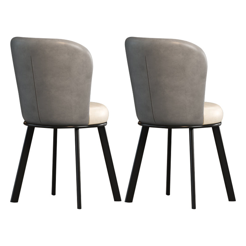 Metal Scandinavian Kitchen Dining Side Chair Solid Back Dining Chair Grey 2 Piece Set Black Clearhalo 'Dining Chairs' 'Dining Tables & Seating' 'dining_chair' 'furn' 'furn_dining_chair' 'Furniture' 'furniture_dining_chair' 'Kitchen & Dining Furniture' 4781772