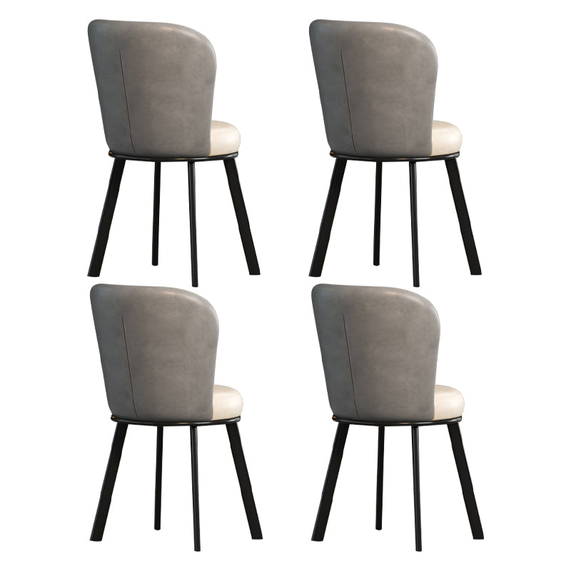 Metal Scandinavian Kitchen Dining Side Chair Solid Back Dining Chair Grey 4 Piece Set Black Clearhalo 'Dining Chairs' 'Dining Tables & Seating' 'dining_chair' 'furn' 'furn_dining_chair' 'Furniture' 'furniture_dining_chair' 'Kitchen & Dining Furniture' 4781775