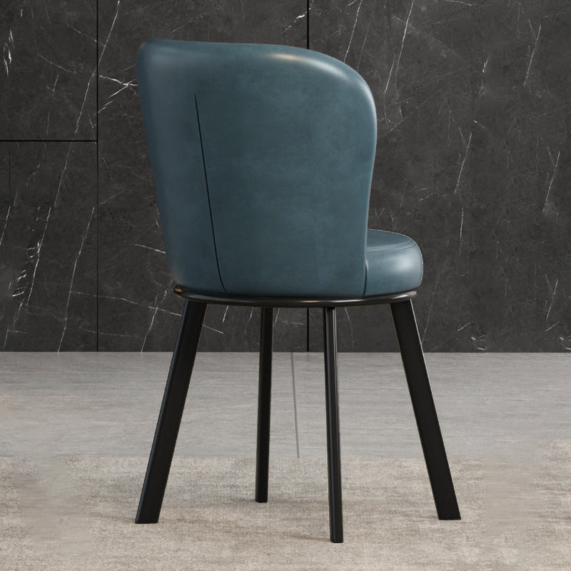 Metal Scandinavian Kitchen Dining Side Chair Solid Back Dining Chair Blue 1 Piece Black Clearhalo 'Dining Chairs' 'Dining Tables & Seating' 'dining_chair' 'furn' 'furn_dining_chair' 'Furniture' 'furniture_dining_chair' 'Kitchen & Dining Furniture' 4781776