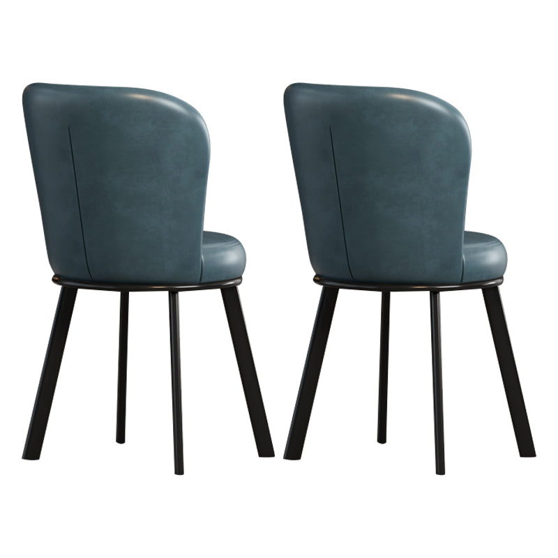 Metal Scandinavian Kitchen Dining Side Chair Solid Back Dining Chair Blue 2 Piece Set Black Clearhalo 'Dining Chairs' 'Dining Tables & Seating' 'dining_chair' 'furn' 'furn_dining_chair' 'Furniture' 'furniture_dining_chair' 'Kitchen & Dining Furniture' 4781779
