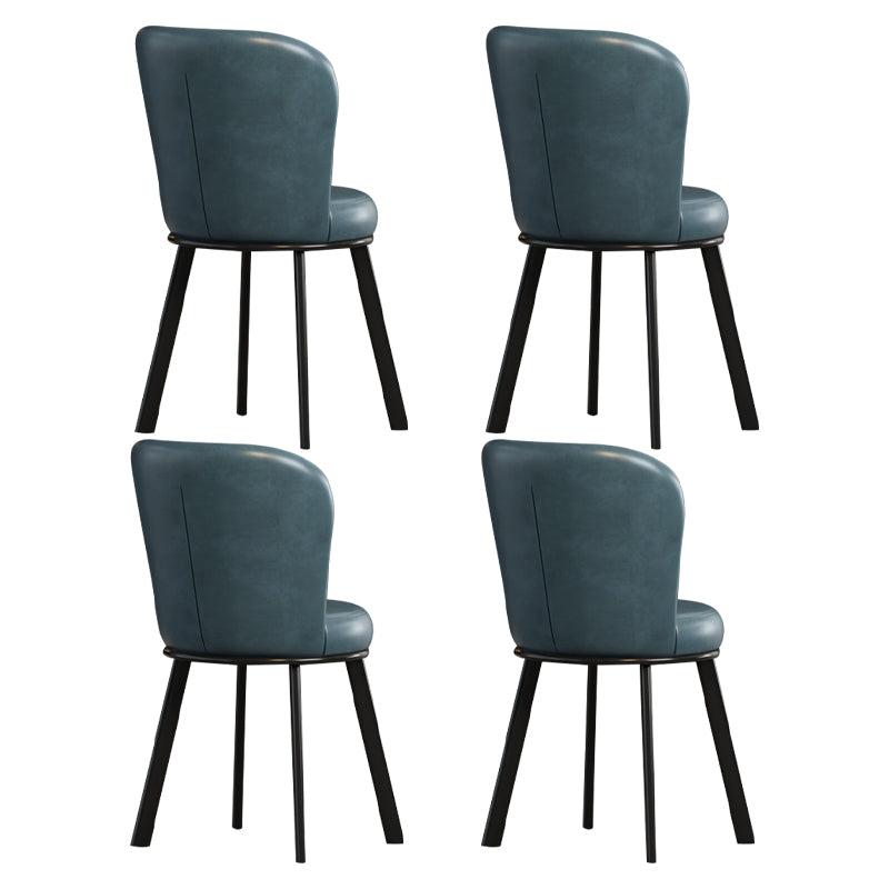 Metal Scandinavian Kitchen Dining Side Chair Solid Back Dining Chair Blue 4 Piece Set Black Clearhalo 'Dining Chairs' 'Dining Tables & Seating' 'dining_chair' 'furn' 'furn_dining_chair' 'Furniture' 'furniture_dining_chair' 'Kitchen & Dining Furniture' 4781781