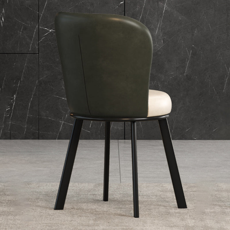 Metal Scandinavian Kitchen Dining Side Chair Solid Back Dining Chair Green 1 Piece Black Clearhalo 'Dining Chairs' 'Dining Tables & Seating' 'dining_chair' 'furn' 'furn_dining_chair' 'Furniture' 'furniture_dining_chair' 'Kitchen & Dining Furniture' 4781782