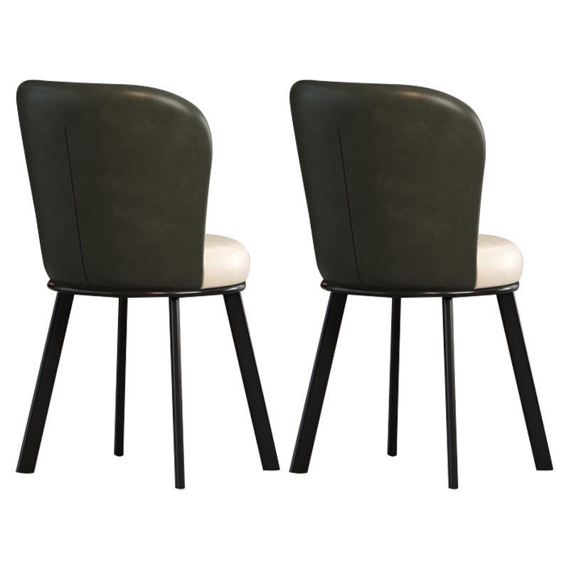 Metal Scandinavian Kitchen Dining Side Chair Solid Back Dining Chair Green 2 Piece Set Black Clearhalo 'Dining Chairs' 'Dining Tables & Seating' 'dining_chair' 'furn' 'furn_dining_chair' 'Furniture' 'furniture_dining_chair' 'Kitchen & Dining Furniture' 4781785