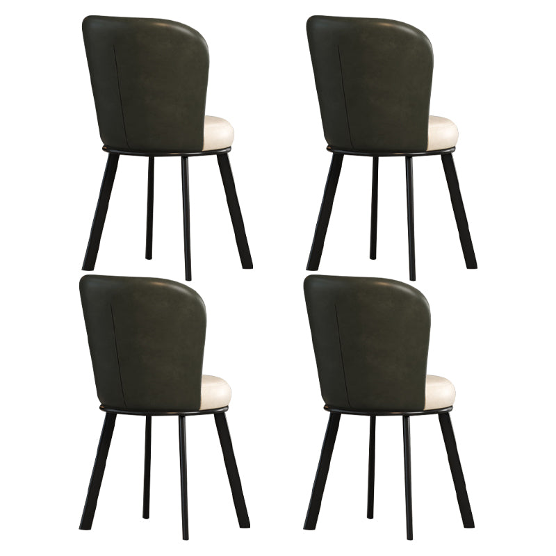 Metal Scandinavian Kitchen Dining Side Chair Solid Back Dining Chair Green 4 Piece Set Black Clearhalo 'Dining Chairs' 'Dining Tables & Seating' 'dining_chair' 'furn' 'furn_dining_chair' 'Furniture' 'furniture_dining_chair' 'Kitchen & Dining Furniture' 4781786