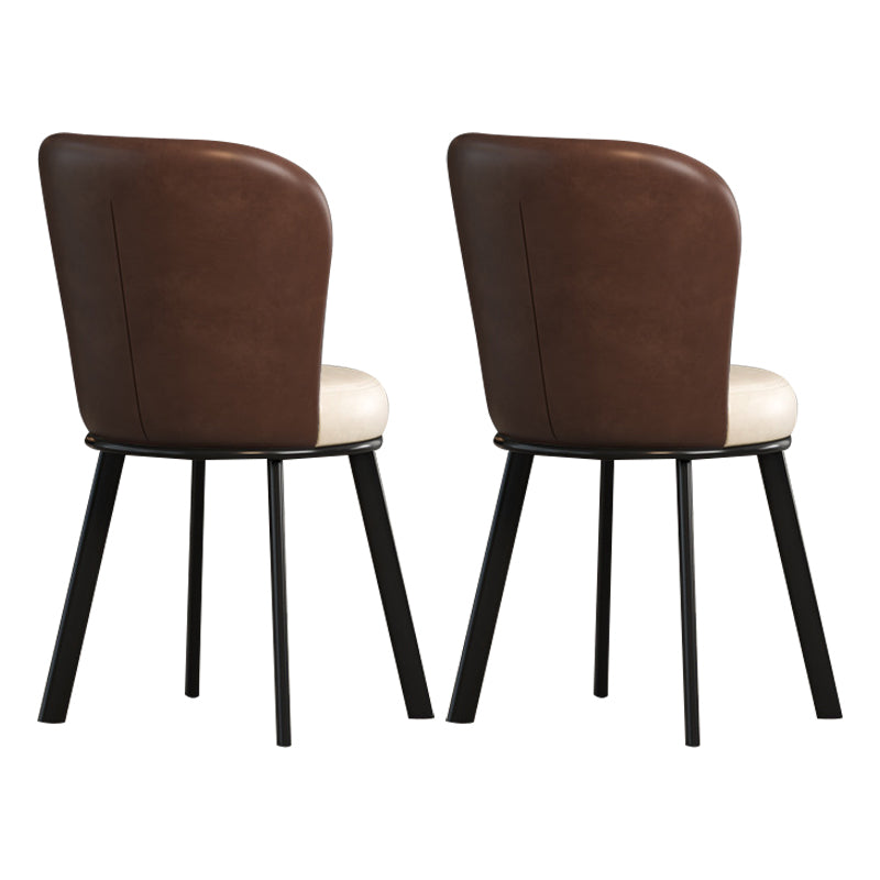 Metal Scandinavian Kitchen Dining Side Chair Solid Back Dining Chair Coffee 2 Piece Set Black Clearhalo 'Dining Chairs' 'Dining Tables & Seating' 'dining_chair' 'furn' 'furn_dining_chair' 'Furniture' 'furniture_dining_chair' 'Kitchen & Dining Furniture' 4781789