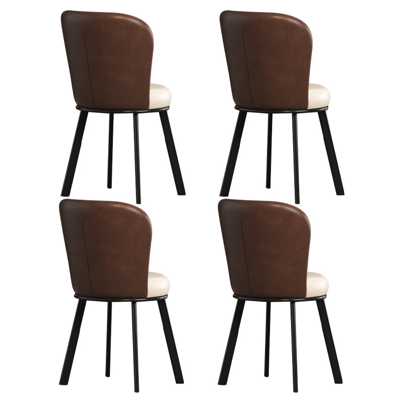 Metal Scandinavian Kitchen Dining Side Chair Solid Back Dining Chair Coffee 4 Piece Set Black Clearhalo 'Dining Chairs' 'Dining Tables & Seating' 'dining_chair' 'furn' 'furn_dining_chair' 'Furniture' 'furniture_dining_chair' 'Kitchen & Dining Furniture' 4781790