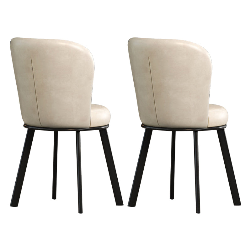 Metal Scandinavian Kitchen Dining Side Chair Solid Back Dining Chair Off-White 2 Piece Set Black Clearhalo 'Dining Chairs' 'Dining Tables & Seating' 'dining_chair' 'furn' 'furn_dining_chair' 'Furniture' 'furniture_dining_chair' 'Kitchen & Dining Furniture' 4781792