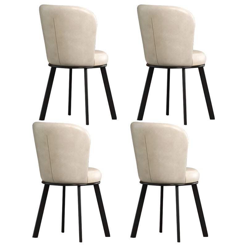Metal Scandinavian Kitchen Dining Side Chair Solid Back Dining Chair Off-White 4 Piece Set Black Clearhalo 'Dining Chairs' 'Dining Tables & Seating' 'dining_chair' 'furn' 'furn_dining_chair' 'Furniture' 'furniture_dining_chair' 'Kitchen & Dining Furniture' 4781793