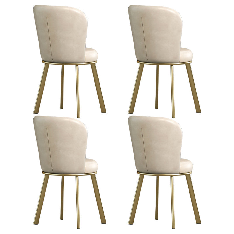 Metal Scandinavian Kitchen Dining Side Chair Solid Back Dining Chair Off-White 4 Piece Set Brass Gold Clearhalo 'Dining Chairs' 'Dining Tables & Seating' 'dining_chair' 'furn' 'furn_dining_chair' 'Furniture' 'furniture_dining_chair' 'Kitchen & Dining Furniture' 4781808