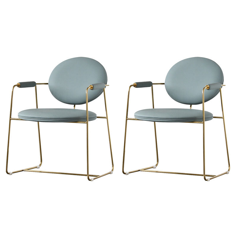 Scandinavian Arm PU Leather Dining Chairs Open Back Side Chair Green 2 Piece Set Clearhalo 'Dining Chairs' 'Dining Tables & Seating' 'dining_chair' 'furn' 'furn_dining_chair' 'Furniture' 'furniture_dining_chair' 'Kitchen & Dining Furniture' 4781811