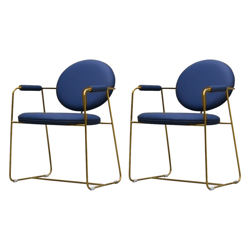 Scandinavian Arm PU Leather Dining Chairs Open Back Side Chair Blue 2 Piece Set Clearhalo 'Dining Chairs' 'Dining Tables & Seating' 'dining_chair' 'furn' 'furn_dining_chair' 'Furniture' 'furniture_dining_chair' 'Kitchen & Dining Furniture' 4781814