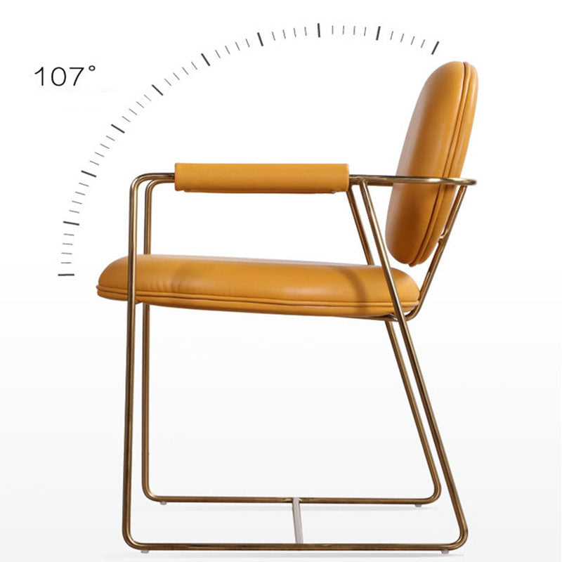 Scandinavian Arm PU Leather Dining Chairs Open Back Side Chair Clearhalo 'Dining Chairs' 'Dining Tables & Seating' 'dining_chair' 'furn' 'furn_dining_chair' 'Furniture' 'furniture_dining_chair' 'Kitchen & Dining Furniture' 4781817