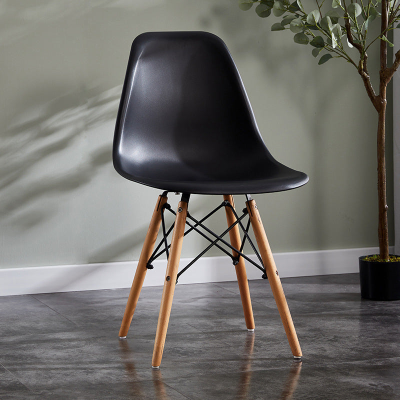 Contemporary Style Dining Chairs Armless Side Chair with Wooden Legs Black 1 Piece Clearhalo 'Dining Chairs' 'Dining Tables & Seating' 'dining_chair' 'Furniture' 'furniture_dining_chair' 'Kitchen & Dining Furniture' 4781826