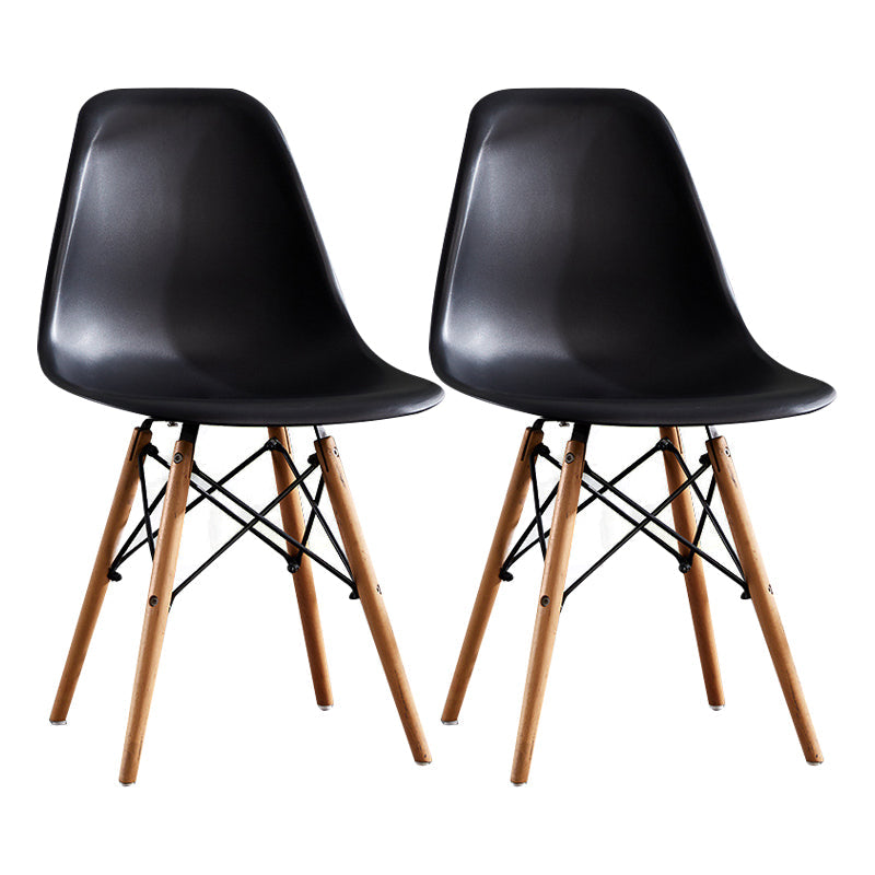 Contemporary Style Dining Chairs Armless Side Chair with Wooden Legs Black Set of 2 Clearhalo 'Dining Chairs' 'Dining Tables & Seating' 'dining_chair' 'Furniture' 'furniture_dining_chair' 'Kitchen & Dining Furniture' 4781828