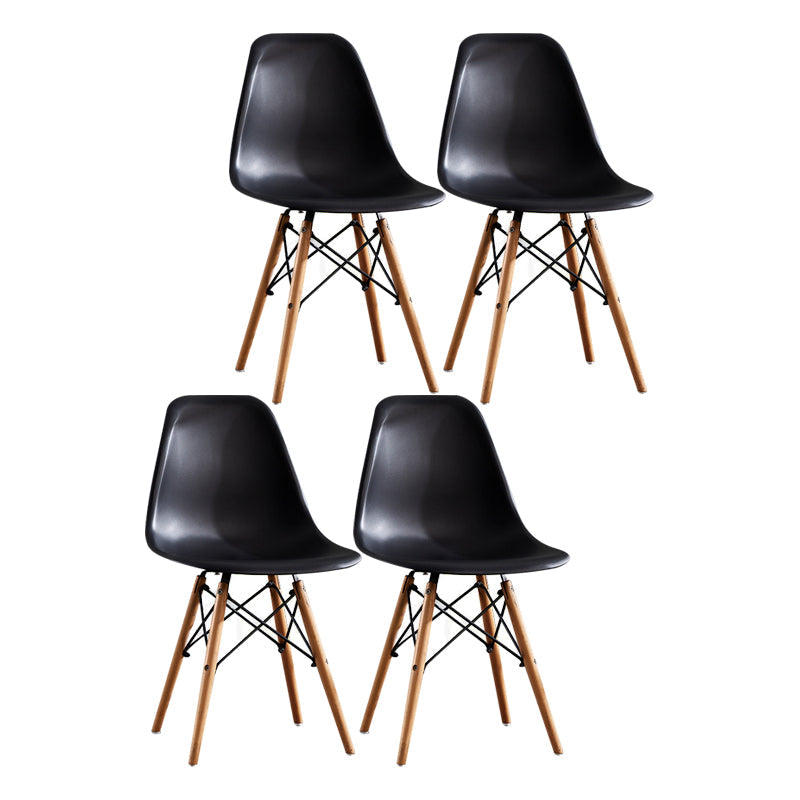 Contemporary Style Dining Chairs Armless Side Chair with Wooden Legs Black Set of 4 Clearhalo 'Dining Chairs' 'Dining Tables & Seating' 'dining_chair' 'Furniture' 'furniture_dining_chair' 'Kitchen & Dining Furniture' 4781830