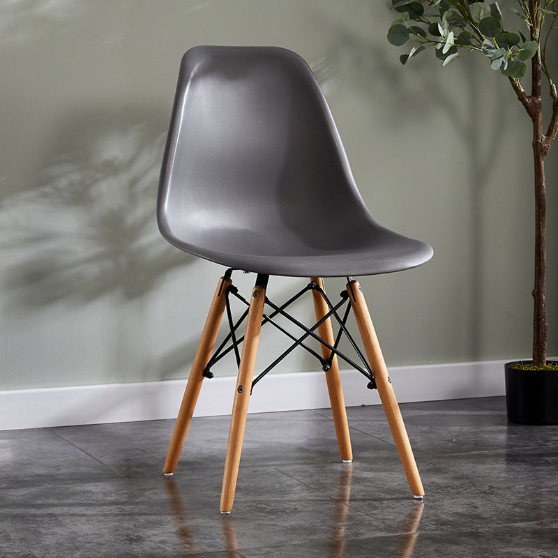 Contemporary Style Dining Chairs Armless Side Chair with Wooden Legs Grey 1 Piece Clearhalo 'Dining Chairs' 'Dining Tables & Seating' 'dining_chair' 'Furniture' 'furniture_dining_chair' 'Kitchen & Dining Furniture' 4781831