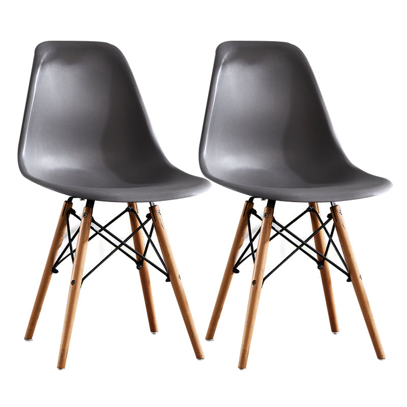 Contemporary Style Dining Chairs Armless Side Chair with Wooden Legs Grey Set of 2 Clearhalo 'Dining Chairs' 'Dining Tables & Seating' 'dining_chair' 'Furniture' 'furniture_dining_chair' 'Kitchen & Dining Furniture' 4781833