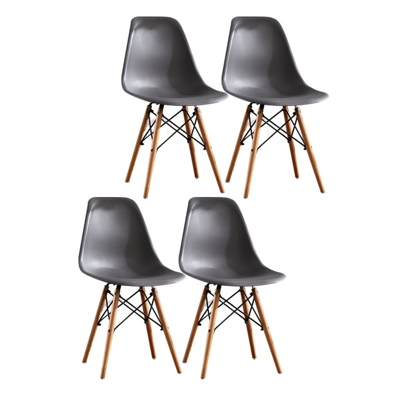 Contemporary Style Dining Chairs Armless Side Chair with Wooden Legs Grey Set of 4 Clearhalo 'Dining Chairs' 'Dining Tables & Seating' 'dining_chair' 'Furniture' 'furniture_dining_chair' 'Kitchen & Dining Furniture' 4781835